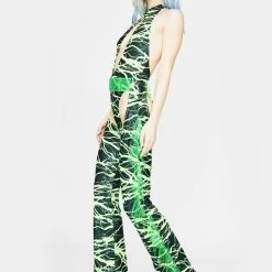 J Valentine Neon Lightning Fringe Belted Chaps Bottoms