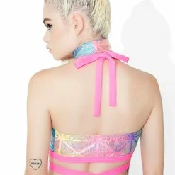 J Valentine Prism Power Wrapped Crop Top Tops