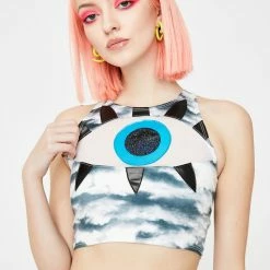 J Valentine Tops Storm Eyeball Crop Top