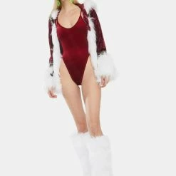 Promo 𧨠J Valentine Red Velvet Criss Cross Bodysuit Tops π€© 9 J Valentine Red Velvet Criss Cross Bodysuit Tops