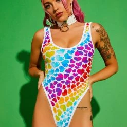J Valentine Tops Rainbow Hearts Bodysuit