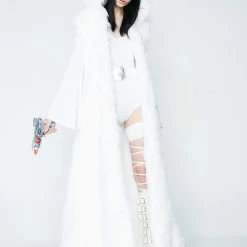 J Valentine Blue Princess Light-Up Hooded Faux Fur Duster