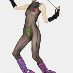 J Valentine Jumpsuits & Rompers Holographic Dot Mesh Catsuit