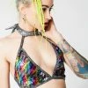 J Valentine Rainbow Sequin Choker Top Tops