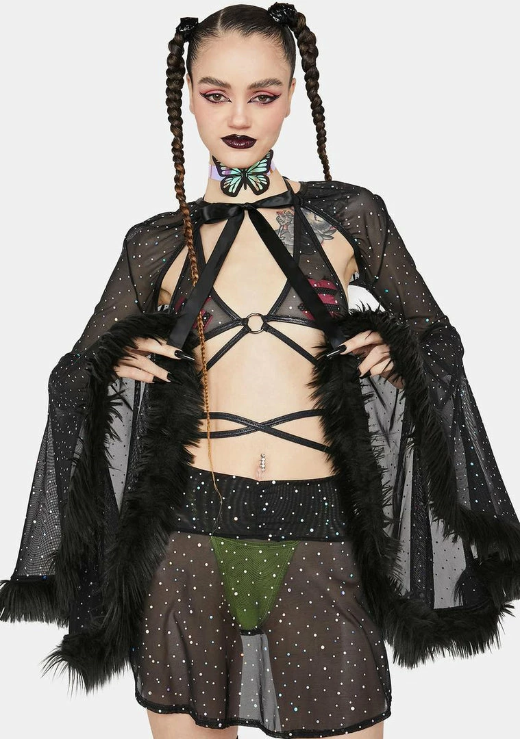 Best reviews of π J Valentine Tops Black Faux Fur Trimmed Bell Sleeve Shrug π 3 J Valentine Tops Black Faux Fur Trimmed Bell Sleeve Shrug