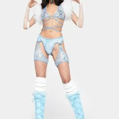 J Valentine White Faux Fur Shoulder Poofs Tops