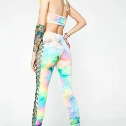 J Valentine Bottoms Synesthesia Velvet Lace-Up Leggings