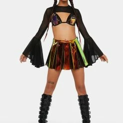 J Valentine Black Mesh Bell Sleeve Shrug