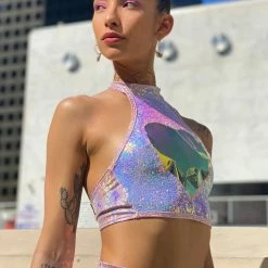 J Valentine Tops Vinyl Window Halter Top