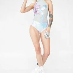 J Valentine Flower Power Sequin Bodysuit Tops