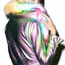 J Valentine Psychedelic Metallic Moto Jacket