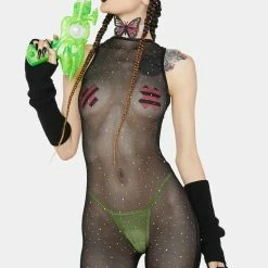 J Valentine Jumpsuits & Rompers Holographic Dot Mesh Catsuit