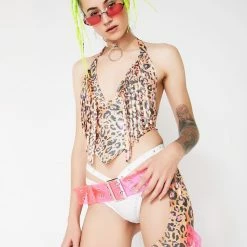 J Valentine Pink Leo Fringe Top