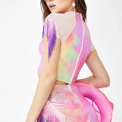 J Valentine Creamsicle Fringe Shorts