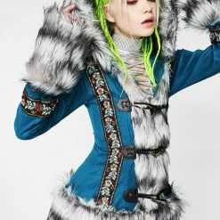 J Valentine Outerwear Teal Eskimo Kisses Mohair Jacket