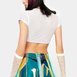 J Valentine Sea Holo Lace-Up Vinyl Skirt