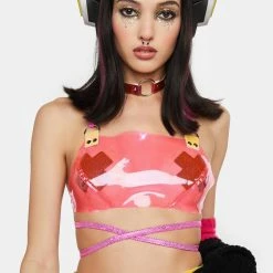 J Valentine Pink Lemonade Vinyl Trapezoid Top Tops