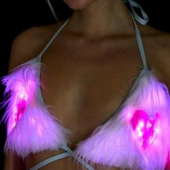 J Valentine Heart Window Light Up Fur Bra Top
