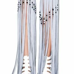 J Valentine Night Wolf Beaded Fringe Leggings