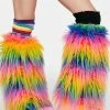 J Valentine Socks & Tights Rainbow Attitude Faux Fur Leg Warmers