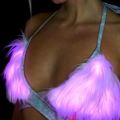 J Valentine Tops Hype Hologram Light Up Wrap Bra Top