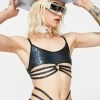 J Valentine Black Python Strings & Rings Bra Top Tops