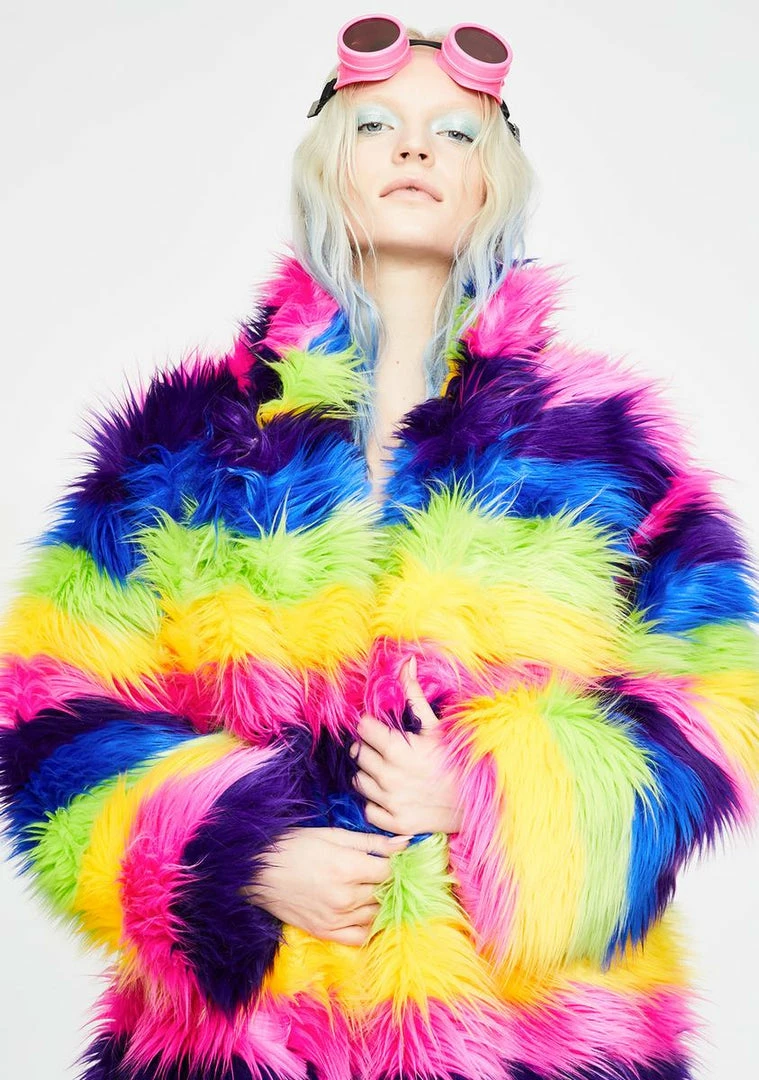 Outlet βοΈ J Valentine Outerwear Taste The Rainbow Faux Fur π§₯ Coat β 4 J Valentine Outerwear Taste The Rainbow Faux Fur Coat