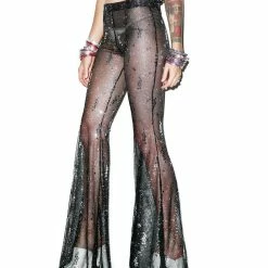 J Valentine Starry Sequin Mesh Bell Bottoms