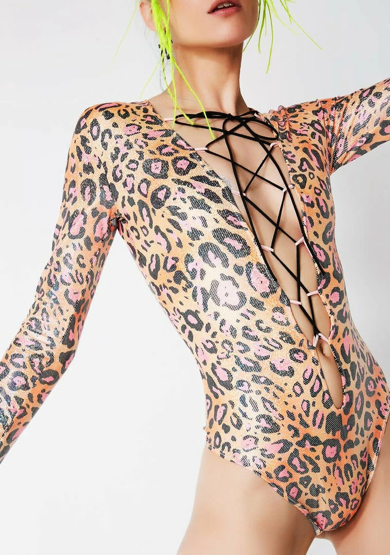Hot Sale π J Valentine Tops Orange Leopard Lace-Up Bodysuit 𧨠4 J Valentine Tops Orange Leopard Lace-Up Bodysuit