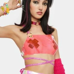 J Valentine Pink Lemonade Vinyl Trapezoid Top Tops