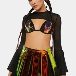 J Valentine Pleated Skirt Brimstone Smoke Pleated Vinyl Skirt