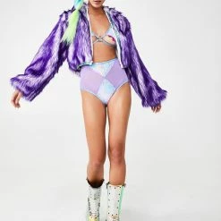 J Valentine Outerwear Light-Up Faux Fur Cropped Jacket