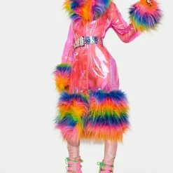 J Valentine Rainbow Vibrations Trench Coat With Belt Outerwear