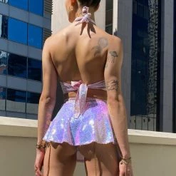 J Valentine Tops Vinyl Window Halter Top