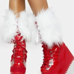 J Valentine White Fur Boot Topper