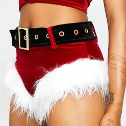 J Valentine High Waisted Shorts With Fur Trim Bottoms