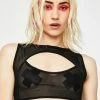 J Valentine Black Mesh Keyhole Crop Top