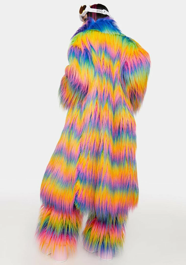 Promo β J Valentine Rainbow Attitude Faux Fur π§₯ Coat Outerwear π 5 J Valentine Rainbow Attitude Faux Fur Coat Outerwear