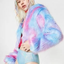New π J Valentine Cotton π¬ Candy Faux-Fur Cropped Jacket Outerwear β€οΈ 10 J Valentine Cotton Candy Faux-Fur Cropped Jacket Outerwear