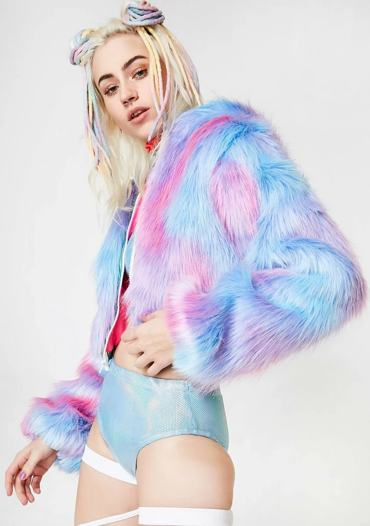New π J Valentine Cotton π¬ Candy Faux-Fur Cropped Jacket Outerwear β€οΈ 6 J Valentine Cotton Candy Faux-Fur Cropped Jacket Outerwear
