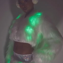 J Valentine Outerwear Green Flashing Lights Cropped Jacket