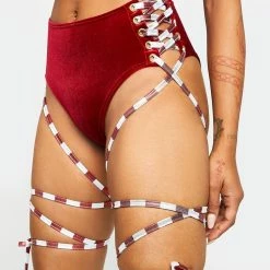 J Valentine Jingle Bell Velvet Lace-Up Shorts