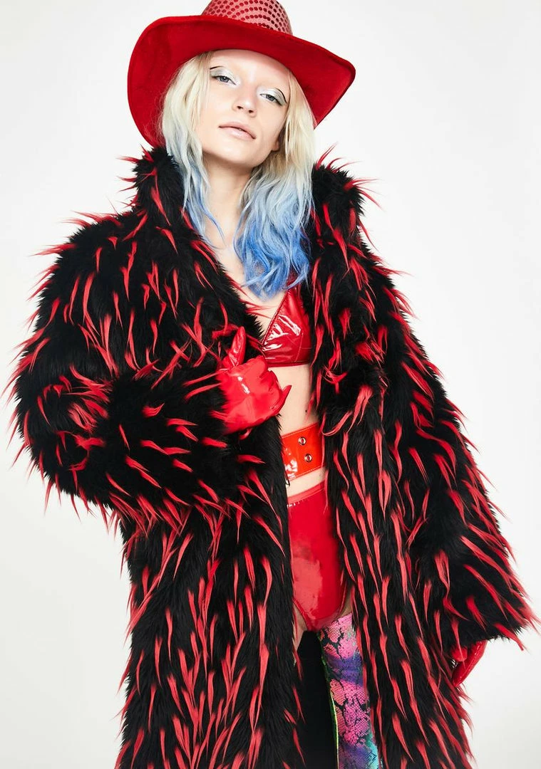 Cheapest π J Valentine Red Tipped Faux Fur π§₯ Coat β¨ 4 J Valentine Red Tipped Faux Fur Coat