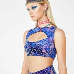 J Valentine Royal Prism Sequin Top Tops