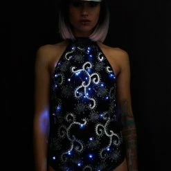 J Valentine Storm Light-Up Sequin Bodysuit Tops