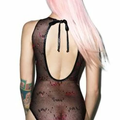 J Valentine Fireworks Mesh Bodysuit Tops