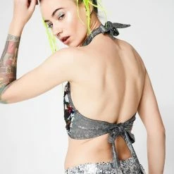 Hot Sale ❤️ J Valentine Rainbow Sequin Choker Top Tops ❤️ 10 J Valentine Rainbow Sequin Choker Top Tops