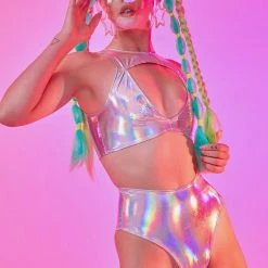 J Valentine Bottoms Holographic PVC Booty Shorts