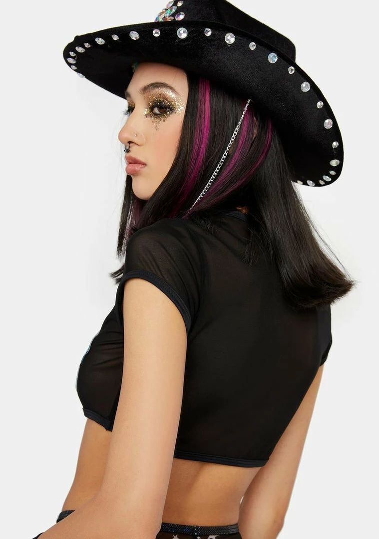 Discount π J Valentine Black Star Mesh Cap Sleeve Top Sheer Crop Top π 6 J Valentine Black Star Mesh Cap Sleeve Top Sheer Crop Top