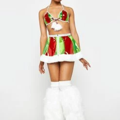 J Valentine Fur Trimmed Vinyl Pinwheel Skirt Bottoms